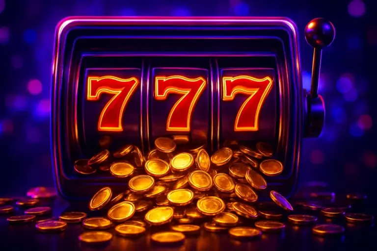 Golden slot machine reels with a cascade of coins, slots at C880